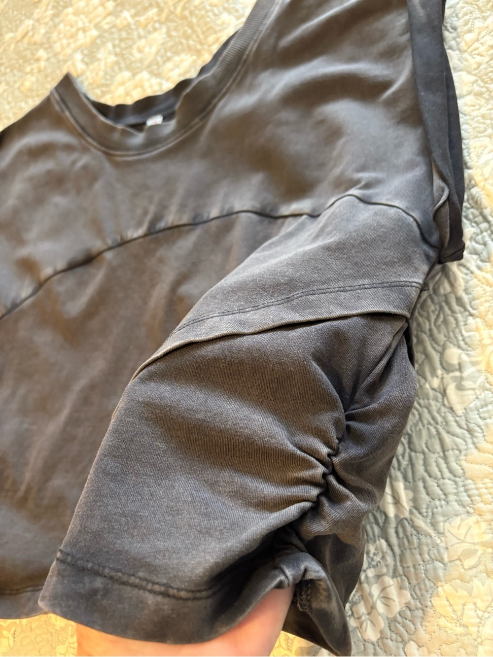 FP Movement Hot Shot Crossover Top in Washed Black - Ruched Side Crop Muscle Tee - Picture 10 of 12